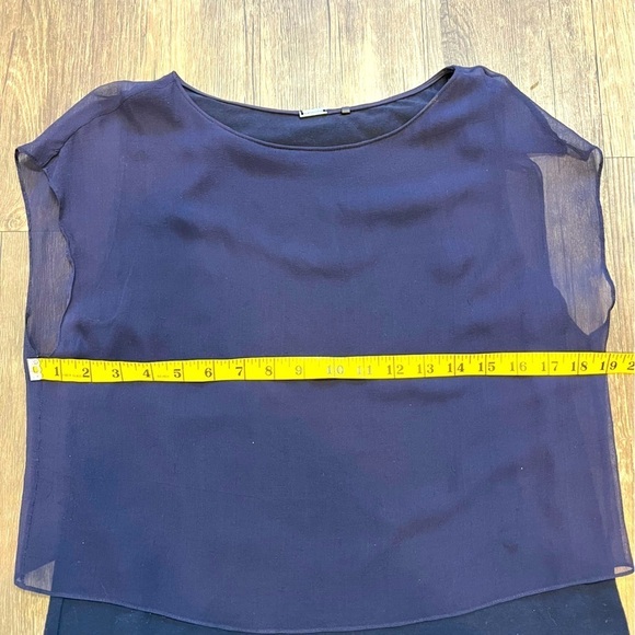 Elie Tahari Navy Blue Sheer Layered Sleeveless Chiffon 100% Silk Overlay Top S - Picture 8 of 11
